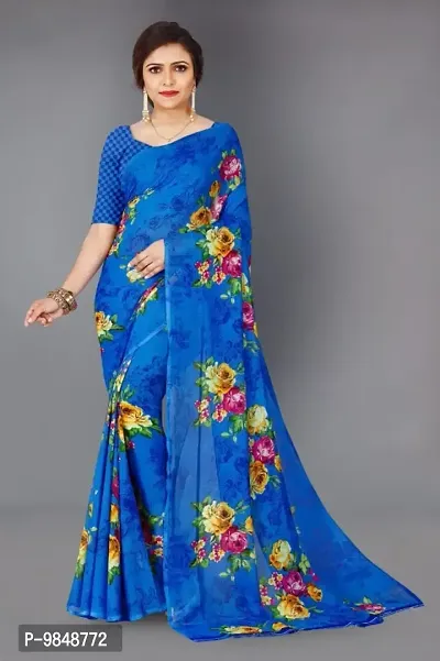 Printed georgette Saree with Blouse Piece-thumb0