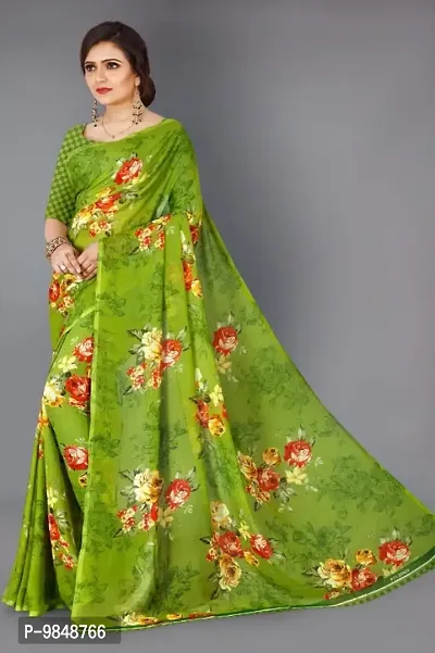 Printed georgette Saree with Blouse Piece-thumb2
