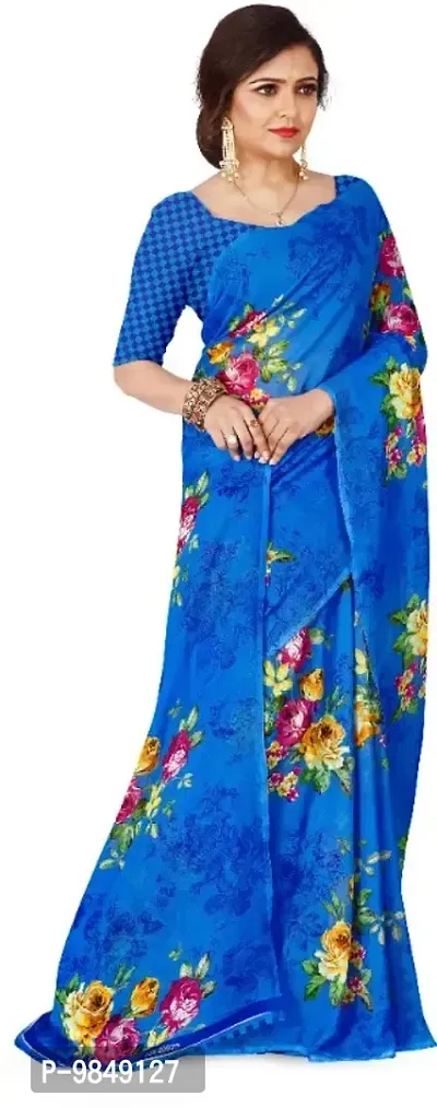Printed daily wear Georgette Saree with Blouse-thumb3