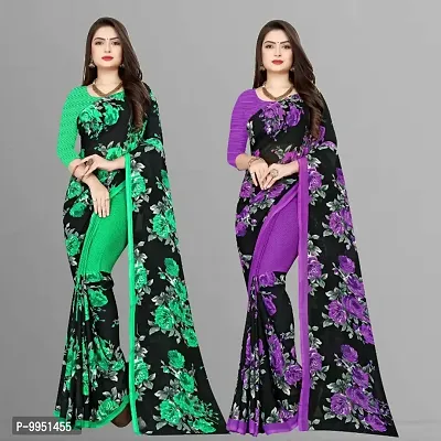 Printed daily wear Georgette Saree with Blouse Combo-thumb0