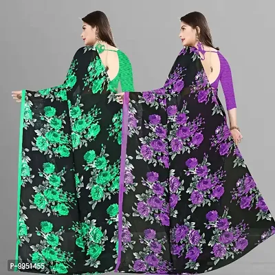 Printed daily wear Georgette Saree with Blouse Combo-thumb4