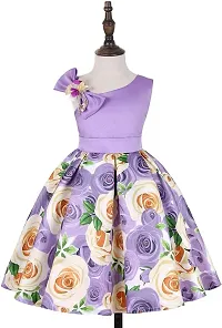 Fabulous Purple Satin Printed A-Line Dress For Girls-thumb1