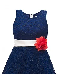 Kid's Blue Embellished Fit And Flare Dress-thumb1