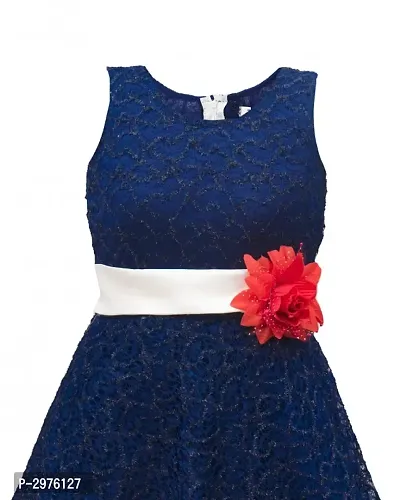 Kid's Blue Embellished Fit And Flare Dress-thumb2