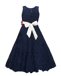 Kid's Blue Embellished Fit And Flare Dress-thumb2