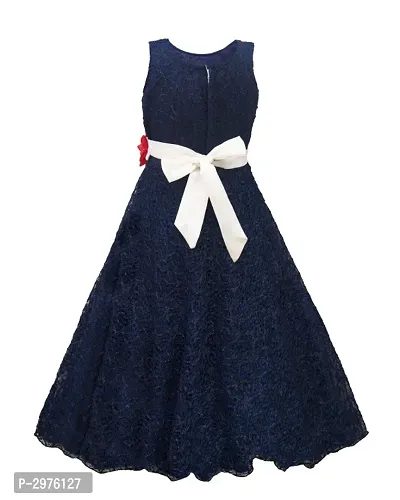 Kid's Blue Embellished Fit And Flare Dress-thumb3