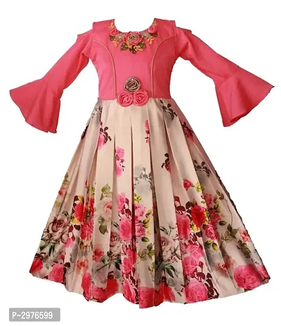 Bell Sleeves Pink Dress for Girls