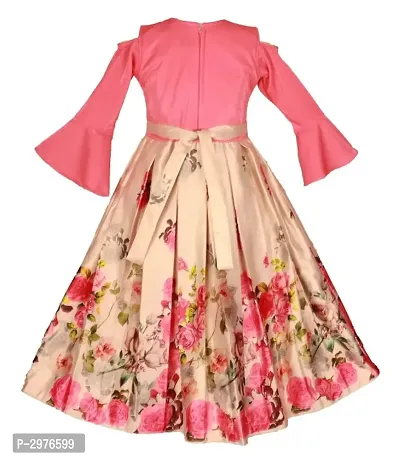 Bell Sleeves Pink Dress for Girls-thumb3