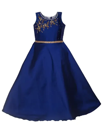 Kid Girls Silk Blend Embellished Fit And Flare Dress