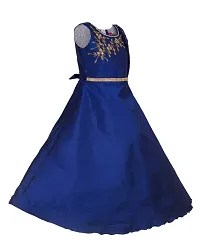 Kid Girls Blue Silk Blend Embellished Fit And Flare Dress-thumb1