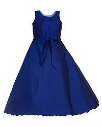 Kid Girls Blue Silk Blend Embellished Fit And Flare Dress-thumb2