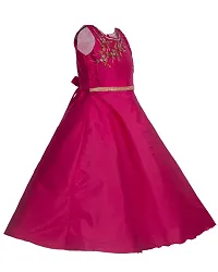 Kid Girls Pink Silk Blend Embellished Fit And Flare Dress-thumb1