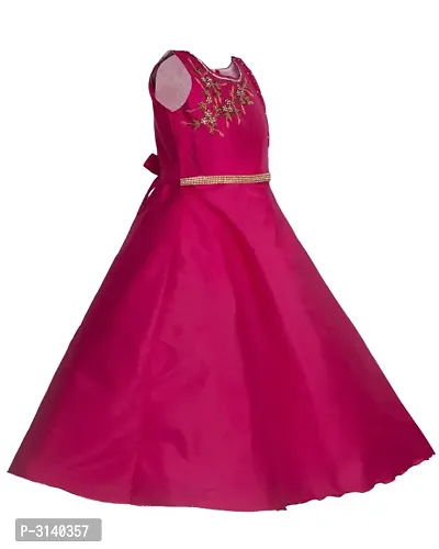 Kid Girls Pink Silk Blend Embellished Fit And Flare Dress-thumb2