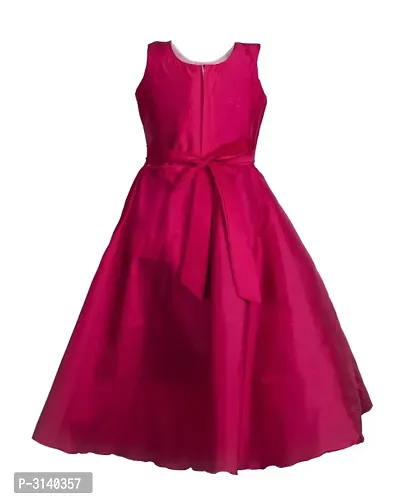 Kid Girls Pink Silk Blend Embellished Fit And Flare Dress-thumb3