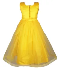 Kid Girls Yellow Silk Blend Embellished Fit And Flare Dress-thumb2