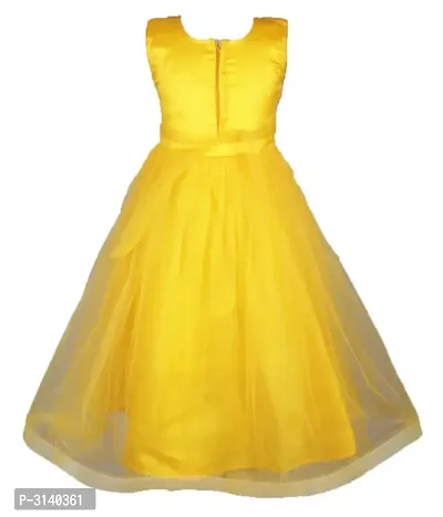 Kid Girls Yellow Silk Blend Embellished Fit And Flare Dress-thumb3