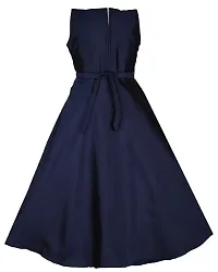 Kid Girls Navy Blue Silk Blend Embellished Fit And Flare Dress-thumb2