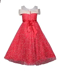 Girls Embellished Red Silk Blend Fit And Flare Dress-thumb2