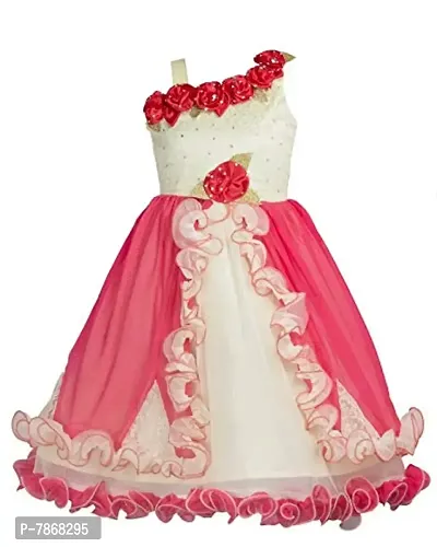 My Lil Princess Girl's A-Line Knee Length Dress (My Lil Princess_Stars N Red_16_Gold_12-18 Months)-thumb0