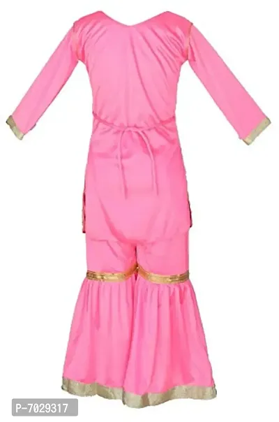 My Lil Princess Baby Girl's Knee Length Dress ( My Lil Princess_Kids Sharara SilkPink_22 _ Pink _ 3-4 Years )-thumb4