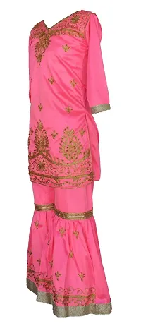 My Lil Princess Baby Girl's Knee Length Dress ( My Lil Princess_Kids Sharara SilkPink_22 _ Pink _ 3-4 Years )-thumb2