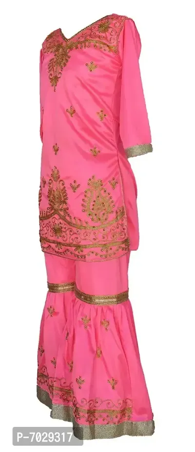 My Lil Princess Baby Girl's Knee Length Dress ( My Lil Princess_Kids Sharara SilkPink_22 _ Pink _ 3-4 Years )-thumb3