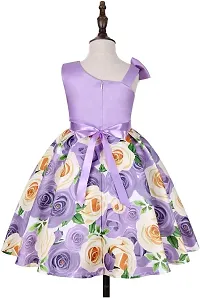 Fabulous Purple Satin Printed A-Line Dress For Girls-thumb2