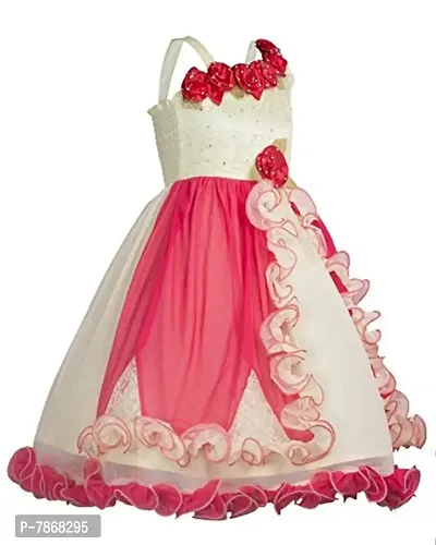 My Lil Princess Girl's A-Line Knee Length Dress (My Lil Princess_Stars N Red_16_Gold_12-18 Months)-thumb2