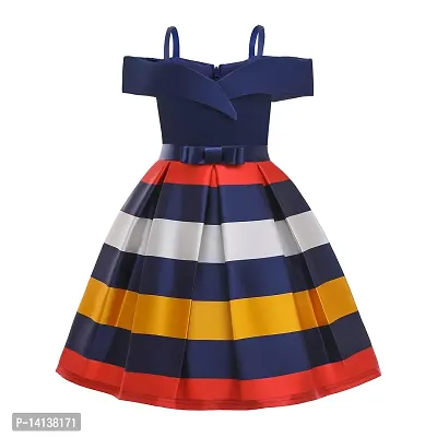 Fabulous Multicoloured Satin Printed A-Line Dress For Girls