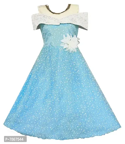 My Lil Princess Girls' Dress Elsa Polkaaaa_28_7-8 Years Turquoise Blue