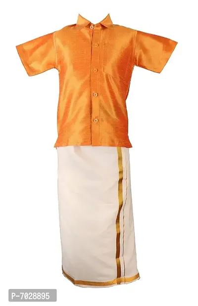 My Lil Princess Boys Cotton Ethnic Wear Yellow Dhoti Shirt_1-thumb0