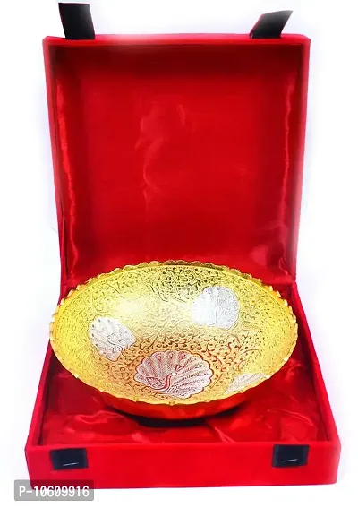 ME & YOU Beautiful Gold Plated Bowl (Capacity 500 ml) Gift Item for Diwali, Christmas, Weeding Occasion-thumb0