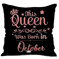 ME & YOU Birthday Gifts, Birthday Gift for Queens Born on October, 4 in 1 Combo Pack for Birthday Gifts, Cushion with Filler, Coffee Mug, Greeting Card, Birthday Queen Sash (Black)-thumb2