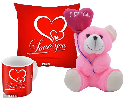 Romantic Gifts, Surprise Printed Cushion with Printed Mug and I Love You Quoted Teddy for Wife, Girlfriend, Fianc? On Valentine's Day and Any Special Occasion IZ19STLoveCmt16-65