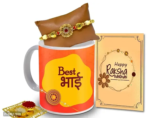 ME & YOU Rakhi Gift for Brother | Rakhi for Brother/ Bhai | Rakshabandhan Gift for Brother| Rakhi with Coffee Mug, Roli Tikka and Rakhi Greeting Card DTRakhiR68-78
