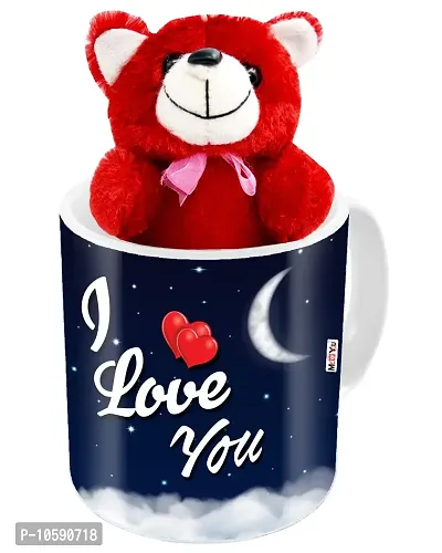 ME&YOU Romantic Gifts, Surprise Teddy with Printed Mug for Wife, Girlfriend, Fiance On Valentine's Day, Birthday, Anniversary, Karwa Chauth and Any Special Occasion ( Ceramic - 325ml )