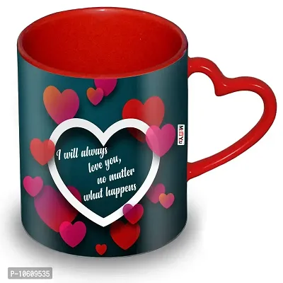 ME & YOU Valentine?s Day Gift for Girlfriend, Love Quoted Printed Heart Handle Mug IZ19DTLoveHeartMUr-86