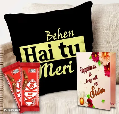 Midiron Beautiful Rakhi Gift Hamper for Sister | Gift for Sister with Chocolates  Printed Cushion| Raksha Bandhan Gift with Beautiful Greeting Card  Tasty Chocolates (Pack of 3)