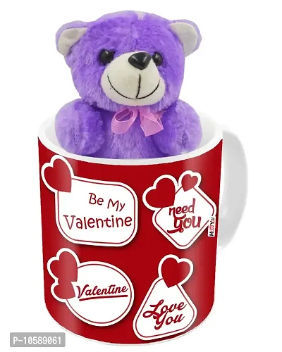 ME&YOU Romantic Gifts, Surprise Teddy with Printed Mug for Wife, Girlfriend, Fiance On Valentine's Day, Birthday, Anniversary, Karwa Chauth and Any Special Occasion IZ19DTLoveMuTPur-152