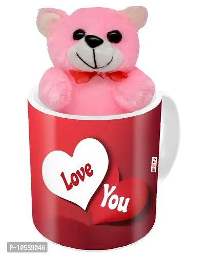 ME&YOU Romantic Gifts, Surprise Teddy with Printed Mug for Wife, Girlfriend, Fiance On Valentine's Day, Birthday, Anniversary, Karwa Chauth and Any Special Occasion IZ19DTLoveMuTP-137