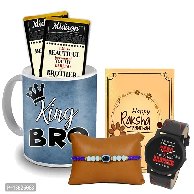 Midiron Rakhi Gift Hamper with Premium Chocolate and Coffee Mug for Brother | Rakhi Gift for Brother ( Chocolate, Rakhi, Watch, Mug, Greeting Card)