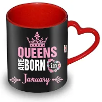 ME & YOU Queens are Born in January Printed Ceramic Heart Handle Coffee Mug Gift for Birthday-thumb1