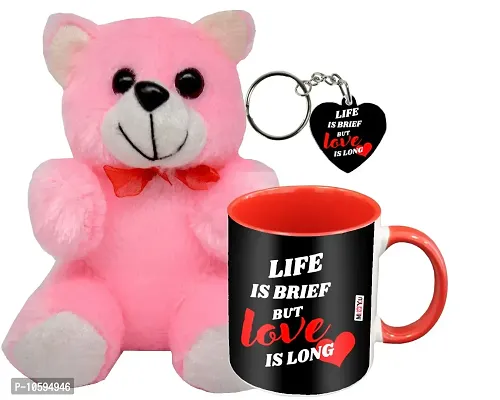 ME&YOU Romantic Gifts, Surprise Teddy with Printed Mug and Keychain for Wife, Girlfriend, Fiance On Valentine's Day, Birthday, Anniversary and Any Special Occasion IZ19MUrKeyHTP-STLove-27