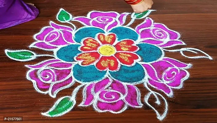 ME  YOU Rangoli Multicolour Powder Rang for Diwali, Navratri, Pongal Pooja | Colourful Rangoli Powder Set in 10 Colors-thumb3