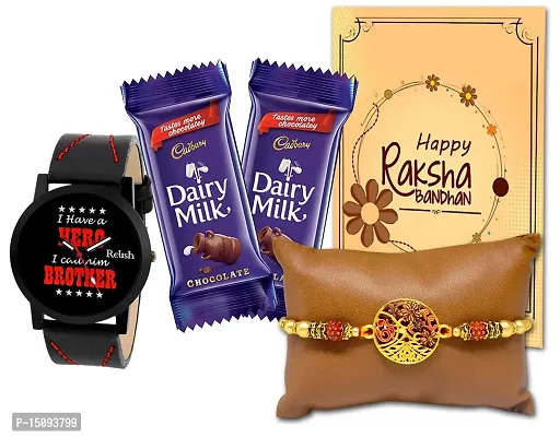 Midiron Rakhi Surprise Gifts for Bhaiya, Bhai | Gifts for Brother on Rakshbandhan | Combo of Designer Rakhi with Roli Pack, Watch, Greeting Card and Dairymilk Chocolate-thumb0