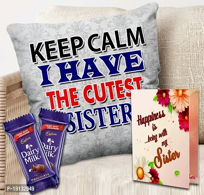 Midiron Raksha Bandhan Gift Hamper for Sister | Gift with Chocolates for Sister |Raksha Bandhan Gifts Pack| Rakhi Gifts Combo|Chocolate Gift for Sister | Raksha Bandhan Gift for Sister with Cushion