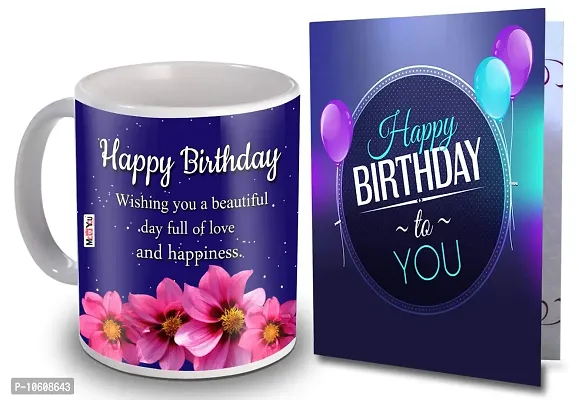 ME & YOU Birthday Gifts, Greeting Card with Happy Birthday Printed Ceramic Mug ( Multicolor)-thumb0