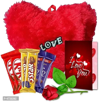 Gift Items (Cution, card, plastic rose, choclate )