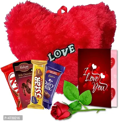 Gift Items (Choclate, cution, card and rose)