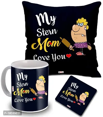 ME & YOU Printed Cushion with Ceramic Mug and MDF Coaster Gifts for Mother on her Birthday/Mother's Day/Anniversary/Women's Day